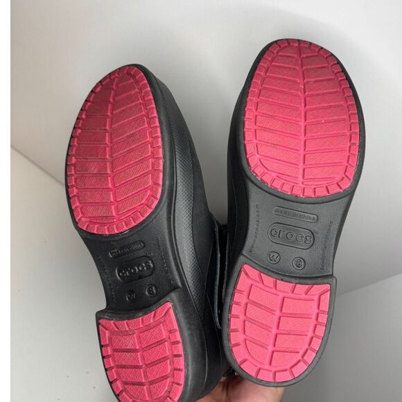 Crocs Paisley Suede Rubber Women Knee High Long Boots Winter Comfy Durable Pink - Picture 13 of 13